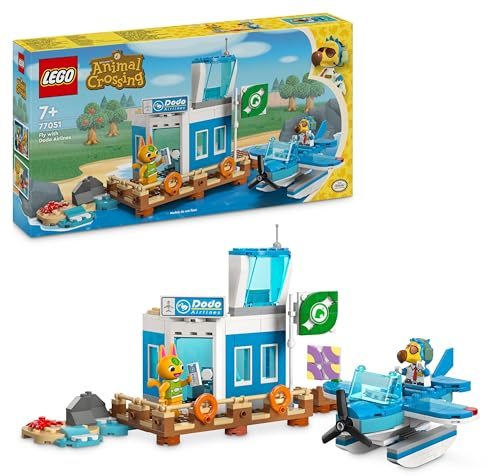 LEGO Animal Crossing In Volo con la Dodo Airlines, Aeroporto e Aereo Giocattolo da Costruire con 2 Personaggi della Serie di Videogiochi, Giochi per Bambine e Bambini da 7 Anni, Idea Regalo 77051