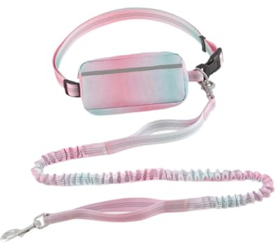 ＡＷＨＡＯ Correa Manos Libres con Bolsa, Correa para Perro Manos Libres, Correa para Correr, Perros Pequeños Y Medianos, Suministros para Perros, Rosa