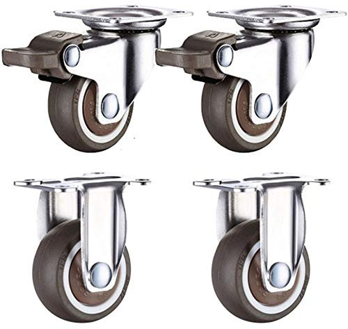 LDTTYRC roulettes pivotantes à 4 plaques, roulettes avec Freins, roulettes de Meubles en Caoutchouc Souple, Plaque supérieure de Montage à 360 °, capacité 120 kg, pour Bois Dur, Tapis, avec vis et r