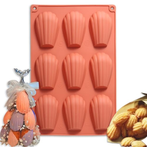 Silicone Madeleine Baking Mold, 8-Cavity Shell Shape, Terracotta Pink