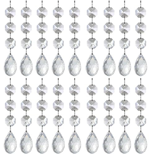 UCLEVER Lot de 30 pendentifs Attrape-Soleil en Cristal - 30 mm - en Forme de Goutte - Lustre Attrape-lumière - Cristal - Prismes pour fenêtre, Maison, Jardin, Carillon éolien (30, Gouttes d'eau)