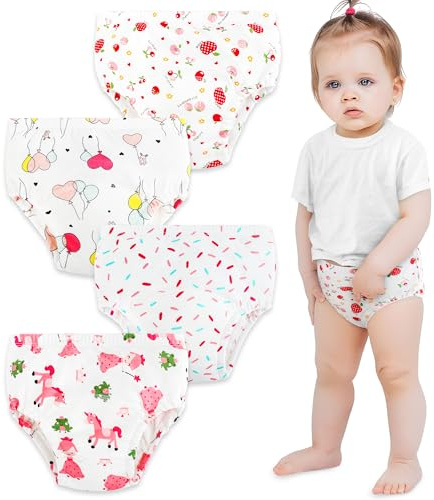 UNIFAMILY Culotte Apprentissage Propreté Fille Lot de 4 Culotte d Apprentissage Enfant Coton Culotte Apprentissage Nuit pour Bébé 4 Ans