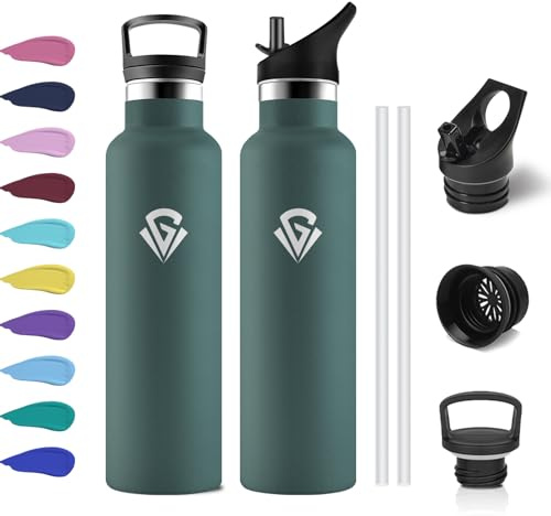 Bottiglia Termica 750ml, Borraccia in Acciaio Inossidabile con Cannuccia e Filtro, Termos a Doppia Parete, Riutilizzabile, senza BPA, Borracce per Sport, Palestra, Yoga, Viaggio, Campeggio, Uffici