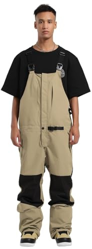 GSOU SNOW Herren Ski Bib Latzhose Skihose Snowboardhose - Multi Pockets Leicht Wasserdicht Winddicht Atmungsaktiv Warm
