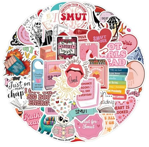 COYUN 55 Pezzi Dark Romance Lettura Adesivi Per Kindle,Retrò In Vinile Waterprof, Adesivi Per Reading Libri, Vinile,Impermeabile, Per Bottiglie D'Acqua,Libri,Laptop,Scrapbook,Skateboard