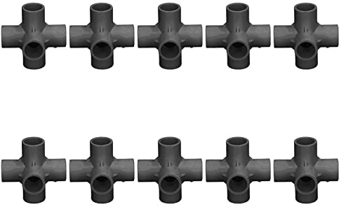 10pcs estereoscópico de 6 vías conector de codo de esquina de PVC para tuberías de agua y muebles de interior y exterior diámetro interno de 20 mm (negro)
