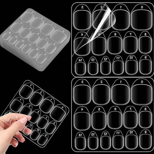 600 pezzi adesivi trasparenti biadesivi per unghie, 40 fogli di adesivi per unghie, nastro adesivo in gel gelatinoso con colla gelatinosa, adesivi per unghie fai da te per manicure, nail art