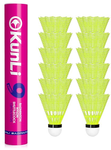 kunli Badminton Birdies 12 PCS, Nylon Badminton Shuttlecocks with Stability Durability for Baseball Batting Practice Training, Medium Or High Speed Birdie Balls (Fast (Suitable for ＜13℃))