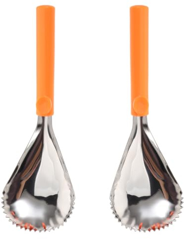jojofuny Lot de 2 Cuillères Dentelées en Acier Inoxydable - Grattoir Manuel pour Kiwi et Pamplemousse - Extracteur de Pulpe en Acier Robuste pour Vidage de Citrouille et Fruits