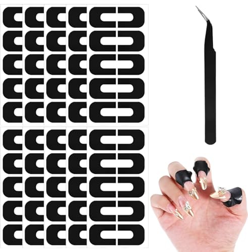 ZAKTUS 100 plantillas para esmalte de uñas, ayuda para pintar las uñas, accesorio básico para el arte de las uñas, evita derramar el esmalte de uñas (negro)