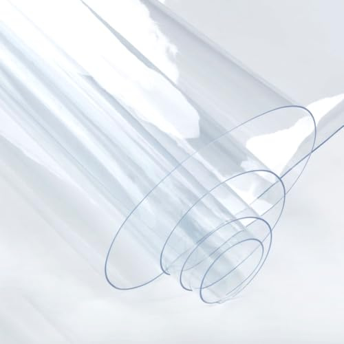 LOMUG Rotolo di pellicola in vinile PVC trasparente, 40 x 120 cm, pellicola trasparente da 0,5 mm, rotolo di tessuto impermeabile, tessuto in vinile trasparente per borse, fiocchi e artigianato fai da