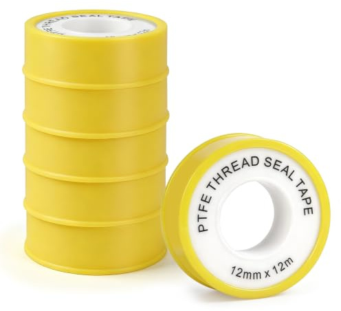 Ainiv 6 Rollos Cinta de Teflón (12m×12mm×0,1mm) | Junta de PTFE Roscado para Prevenir Fugas en Tuberías, Cabezales de Ducha, Grifos y Alcantarillas