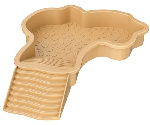 Pawfly Gran Piscina de baño para Reptiles con rampa extraíble, comedero, Cuenco con escalones para Tortugas, bañera de remojo para Gecko, Serpiente, Lagarto, Rana