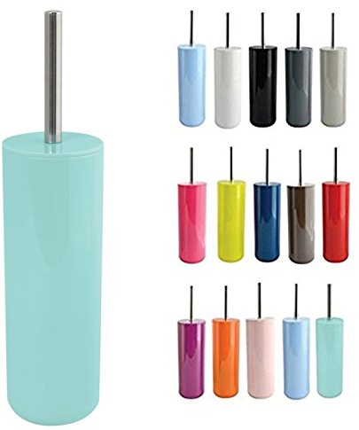 MSV Toilettenbürste Toilettenbürstenhalter Toilettenbürstenbehälter INAGUA – WC-Set aus Polystyrol Handbesen mit Stiel aus Edelstahl In Pastellgrün