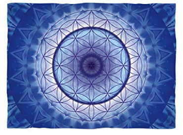 fotobar!style Fleecedecke ca. 180 x 135 cm Mandala Blume des Lebens blau