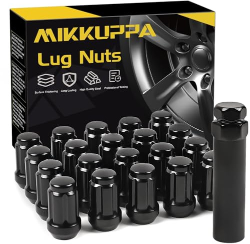 MIKKUPPA M12x1.25 Lug Nuts - Replacement for 1993-2022 Nissan Altima, 1988-2022 Nissan Maxima, 1997-2023 Subaru Forester Aftermarket Wheel 20pcs Black Closed End Lug Nuts