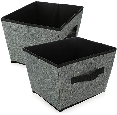 com-four® 2x contenitori - Scatola pieghevole per riporre - Scatola pieghevole con maniglia per guardaroba, vestiti, libri, giocattoli