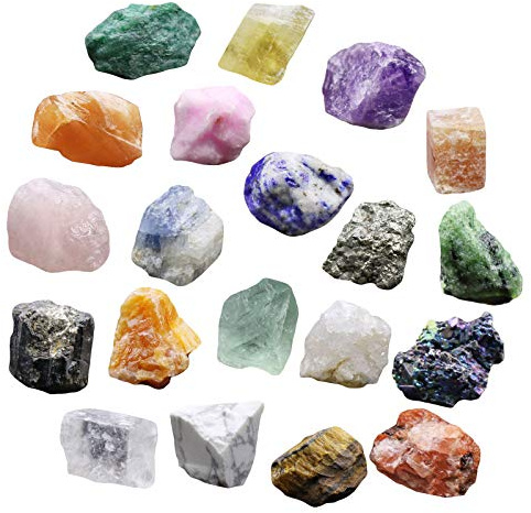 Nicoone 20 Unids/Set Conjuntos de Cristales Curativos Piedras Preciosas Minerales Naturales Geología de Roca Muestras de Minerales para Coleccionistas Profesores