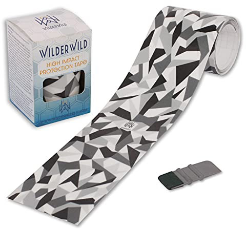 WilderWild Bike Frame Protection Tape- High Impact Clear Vinyl Wrap Includes Tool (4”x72) Bicycle Frame Protector, Mountain Bike Frame Guard Chainstay Protector (Geometric Camouflage)