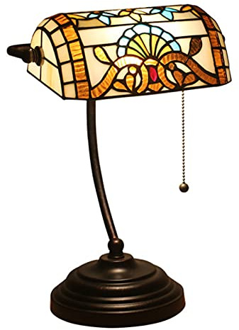 GAUUA Lampe De Table Tiffany Lampe De Bureau De Banque Lampe De Lecture Vitraux De Style Baroque pour Salon Chambre Chevet Bureau Commode