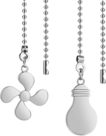 2 piezas de cadena de tirón de ventilador de techo, bombilla decorativa y colgante de cable de extracción (plata)