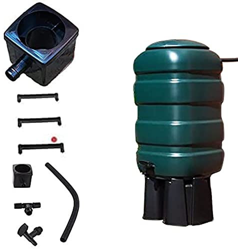 Fine Garden 230L Water Butt Kit with Stand, Tap, Hose, T-Piece, Diverter - Complete Rainwater Collector for Eco-Friendly Gardening and Water Conservation and Water with Easy Installation.