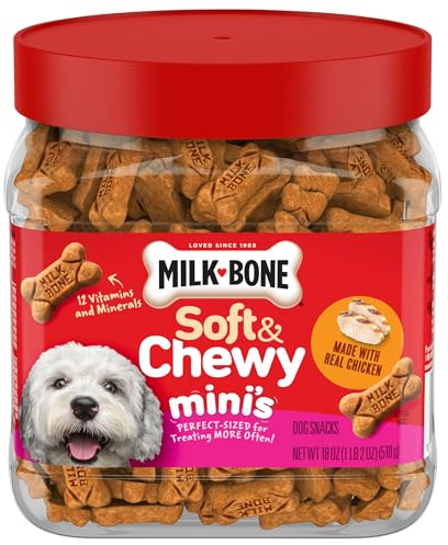 Milk-Bone Soft & Chewy Mini’s Dog Treats, Made with Real Chicken, 18 Ounce Canister
