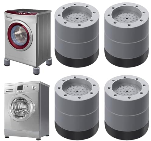 4 Stück Waschmaschine Fußpolster, Schwingungsdämpfer Waschmaschine Füße Pad Verstellbares Gummi-Vibrationsdämpfer, für Rutschfeste Und GeräUschreduzierende (Grau)