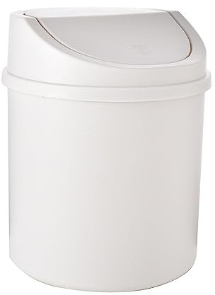 siduytin Mini Poubelle Table de Bureau Corbeille à ordures Poubelle en Plastique Divers boîte Poubelle multifonctionnelle Chambre Toilette, Beige