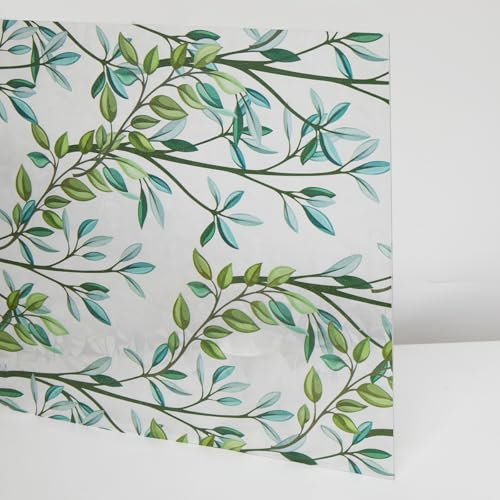 Hoonng Fensterfolie Blickdicht Selbsthaftend Motiv Sichtschutz, Blatt, 44.5x200cm