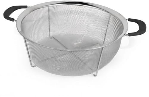 MGE - Scolapasta Acciaio Inox Maglia Fine - Colino Acciaio Inox Maglia Fine - Colino Cucina - Scolapasta con Manico, Filtro per Pasta, Riso, Verdura - Scola Pasta da Cucina Acciaio Inox