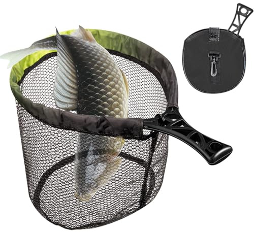 Épuisettes Pour La Pêche À La Mouche Des Truites | Épuisette De Réception Pliable Avec Manche | Filet Pliant Portable Maille Compacte Stockage Capture Relâchement pour Truite Perche Silure Pêche en Ea