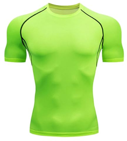 Maglietta Compressione Uomo, Maglia Termica Calcio Uomo, Manica Corta Traspirante Asciugatura Rapida Maglia da Corsa con Atletico Maglia Sportiva Fitness Shirt Top per Ciclismo Corsa Jogging Fitness