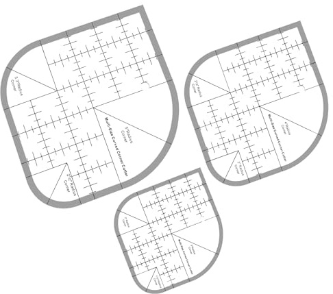 Lot de 3 règles de couture en acrylique - Règle de couture de 25/20/15 cm avec découpe d'angle arrondie, outils de pochoir transparents pour matelassage et modèles de patchwork pour matelassage et