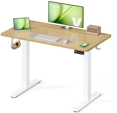 VASAGLE Electric Standing Desk, Height Adjustable Desk, Sedentary Reminder, 4 Memory Heights, for Home Office, 100 x 60 cm, Golden Oak LSD310YA01