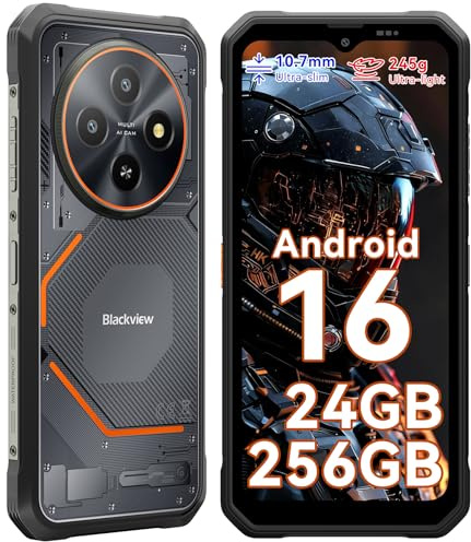 Blackview Fort 2 Android 16 Moviles Resistentes, 10.7mm Ultra Slim Móvil Rugerizado, 24GB+256GB/2TB Movil Irrompible, Gemini AI, MTK G81, 6.56 450nit, 16MP AI Caméra, IP69K/NFC/3 Anni Garanzia/245g