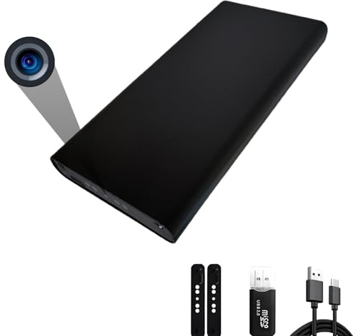 YINGZIKEJI Mini Camara Espía Oculta Cámara - 10000mah 1080P 55 Horas Cargadores portátiles Camara - detección Movimiento,Sensor de Gravedad,visión Nocturna,Grabación cíclica,sin función WiFi