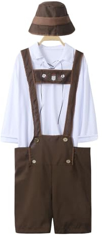 DASONLUE Costume bavarois pour homme - Style Hansel - Tenue traditionnelle bavaroise avec chemise traditionnelle, pantalon et chapeau