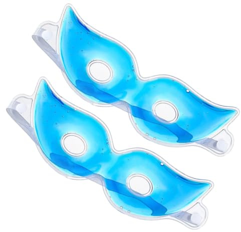 2 Pièces Masque Yeux Glacé en Gel Pvc Bleu, Cache-œil Relaxant | Patch de Refroidissement, pour Sommeil et Usage Mobile, Soulage la Fatigue Oculaire
