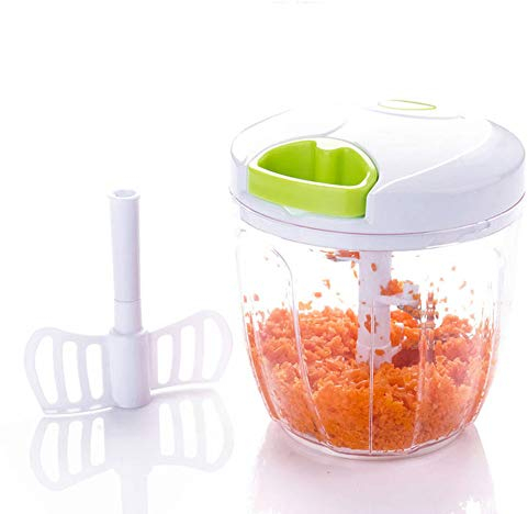MovilCom® - Cortador de Verduras | Picadora Manual de Alimentos | trituradora de Alimentos para Verduras, Carne, Hierbas, Cebolla, ajo, Ensalada | Picadora Manual con Cuerda | 900ml