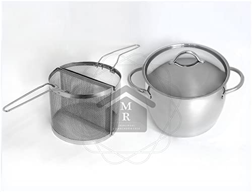 PENTOLA ALTA cm. 24 LITRI 9 MULTIPASTA DOPPIO CESTELLO MEPRA ACCIAIO INOX 1950