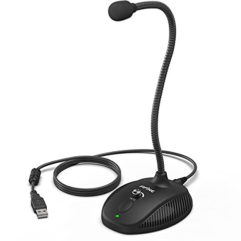 FIFINE Computer Microphone USB Gooseneck Mic with Volume Control,Mute Button and LED Indicator Ideal Desktop/Laptop Microphone for Zoom, Conference Calls, Voice Recording, Gaming, Podcast-K054