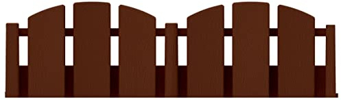 EasyFlex No-Dig Landscape Edging with Anchoring Spikes, 4.5 in. Tall Decorative Adirondack Wood-Look Fence Garden Border, 15 Foot Kit, Brown (3600BR-15C-6)