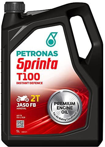 Petronas Sprinta T100 Olio Motore Minerale per Moto e Scooter 2 Tempi - Confezione da 5 Litri