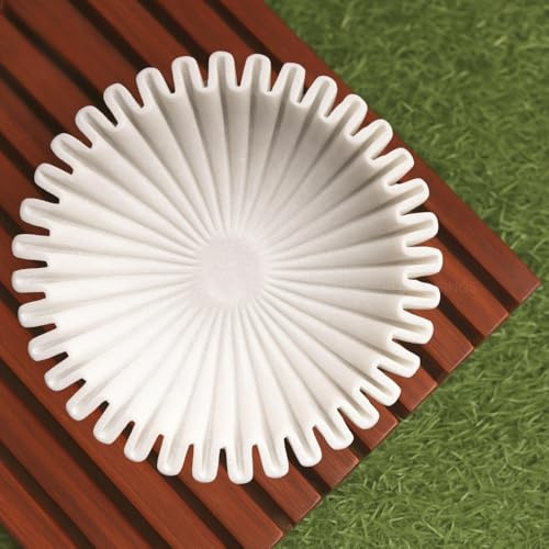 Handgjord volangskål i marmor, antik skulpterad skål, fruktskål, ringskål, dekorativ blomskål, inflyttningspresent, bröllopsgåva, urli (25 cm)