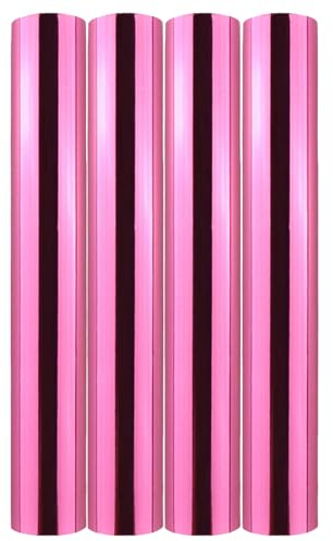 Briartw 4 rullar Glimmer varmfolierulle bunt för hantverk, rosa värmeaktiverad folie för glimmer varmfoliesystem/värmefoliepenna, 5,9 tum x 16,1,2 m värmeöverföringsfolierulle, folieöverföringsark