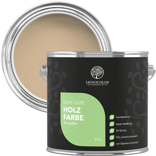 Lignocolor Holzfarbe Außen matt | wetterfeste Farbe für den Außenbereich (Malaga Beige matt, 750ml) | hochdeckend & hochbeständig