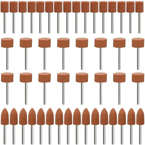 Set di 48 punte abrasive in corindone per Dremel, fusto da 1/8 per levigatura, lucidatura, sbavatura, da utilizzare su pietre preziose, vetro, metallo e legno