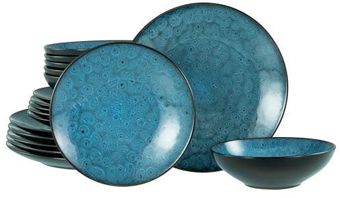 CreaTable, 23959, Serie Capri, 18-teiliges Geschirrset für 6 Personen, Teller Set aus Steinzeug, spülmaschinen- und mikrowellengeeignet, Qualitätsproduktion