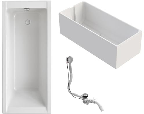 Schulte Badewanne Como 170x70 cm, Komplett inkl. Wannenträger und Ablauf, aus hochwertigem Acryl in Weiß glänzend